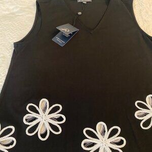 Adrianna Papel Top with Embroidered Flowers (NWT)